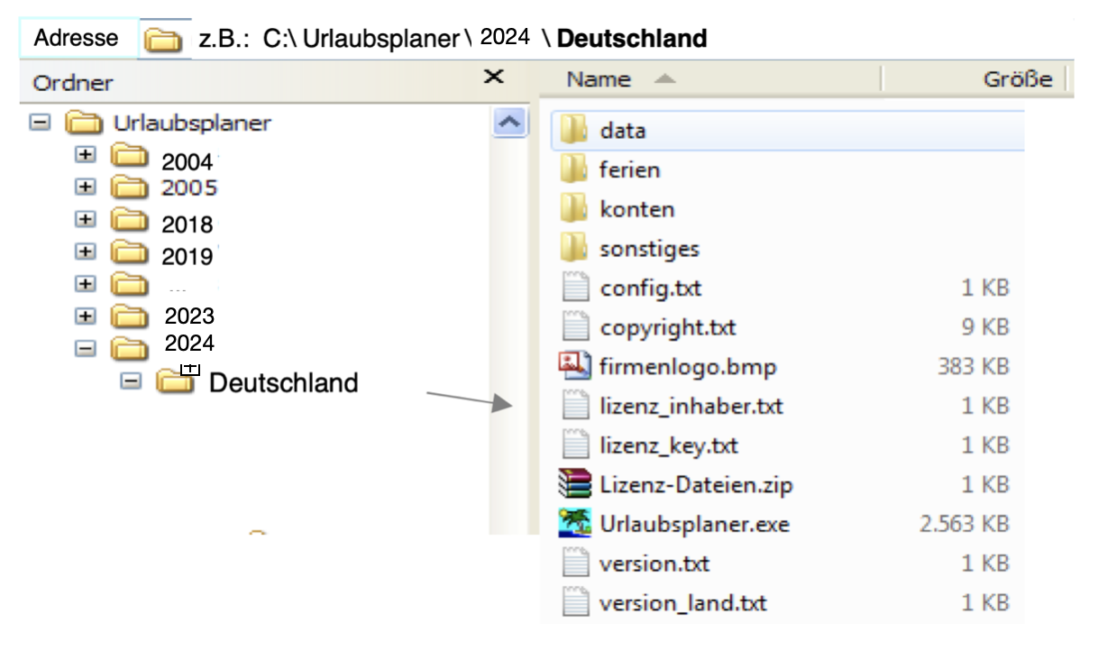 Schlüsseldateien einfügen im SL-Urlaubsplaner Programmverzeichnis
